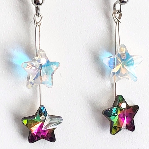 New Handmade Glass Crystal Dangle Drop Shooting Star Earrings Unique Gifts Party - Picture 2 of 6